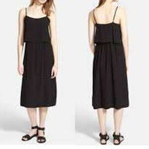 Madewell Black Overlay Silk Cami Layered Dress Women's Size 8 Midi Casual‎ Party